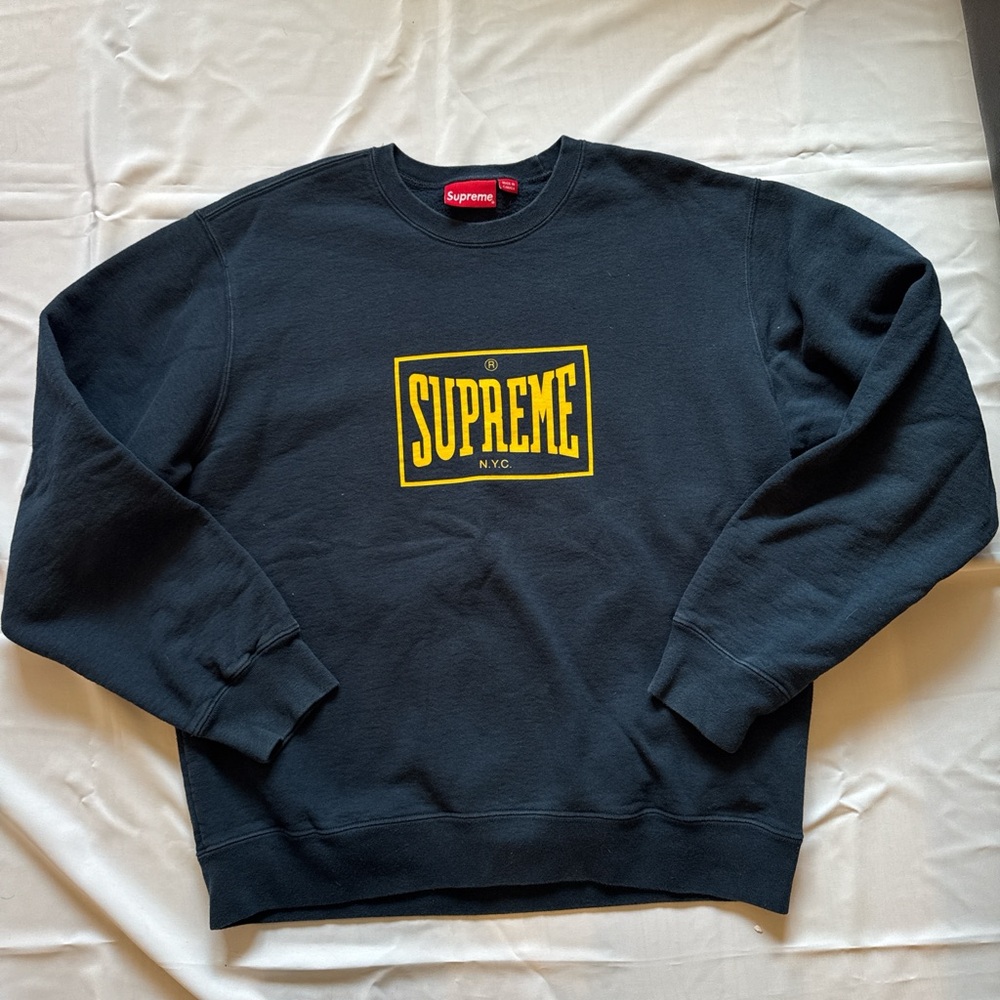 Supreme Men's Black Sweater with Yellow Logo